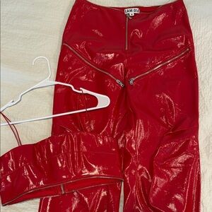 IAM.GIA Red Vinyl Two-Piece Set